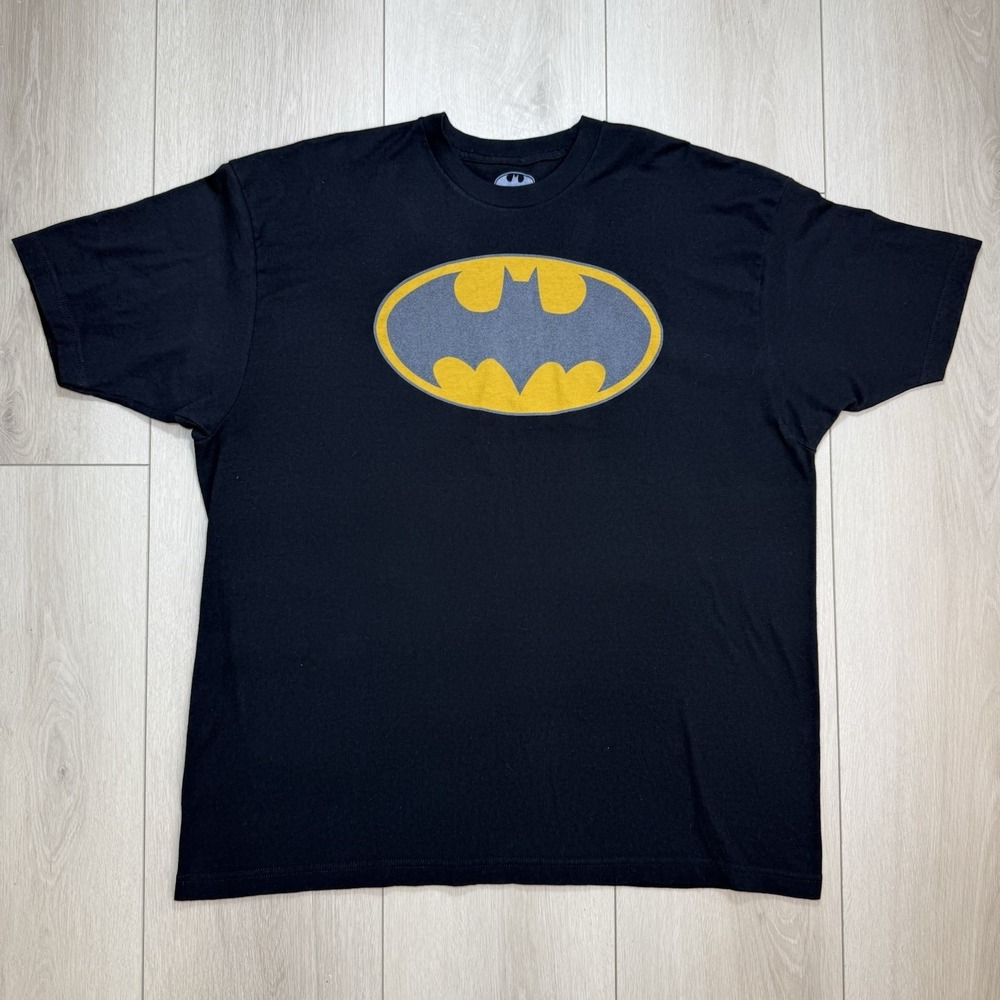 Batman Mens 2XL Black Logo Graphic T Shirt DC Comics Superhero Cotton Tee Adult!